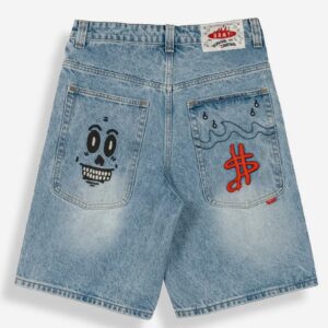 PANTALON CORTO STARDUST BAGGY WASHED DENIM LIGHTBLUE GRIMEY 